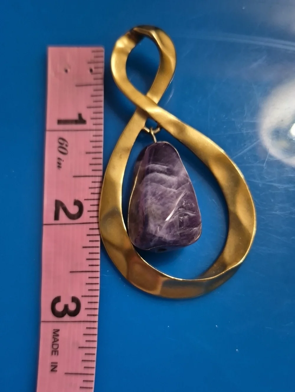 Vintage Avon Gold Infinity Amethyst Stone Dangle pendant Necklace